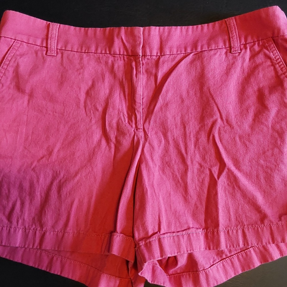 J. Crew Chino ReImagined Shorts Women's Sz 14 Pink 5" In Button Zip Cotton Blend